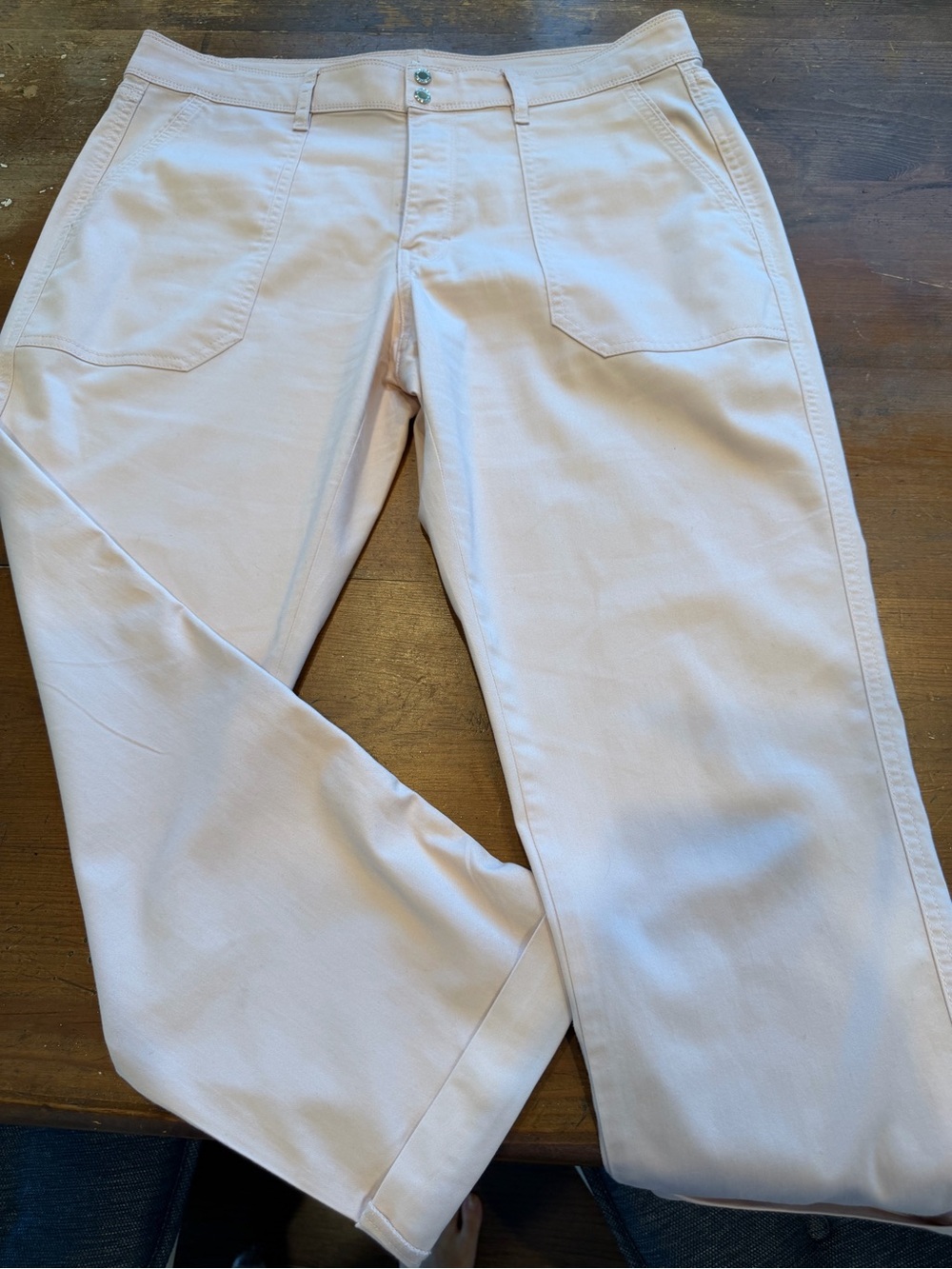 White House Black Market Cream Straight-Leg Jeans